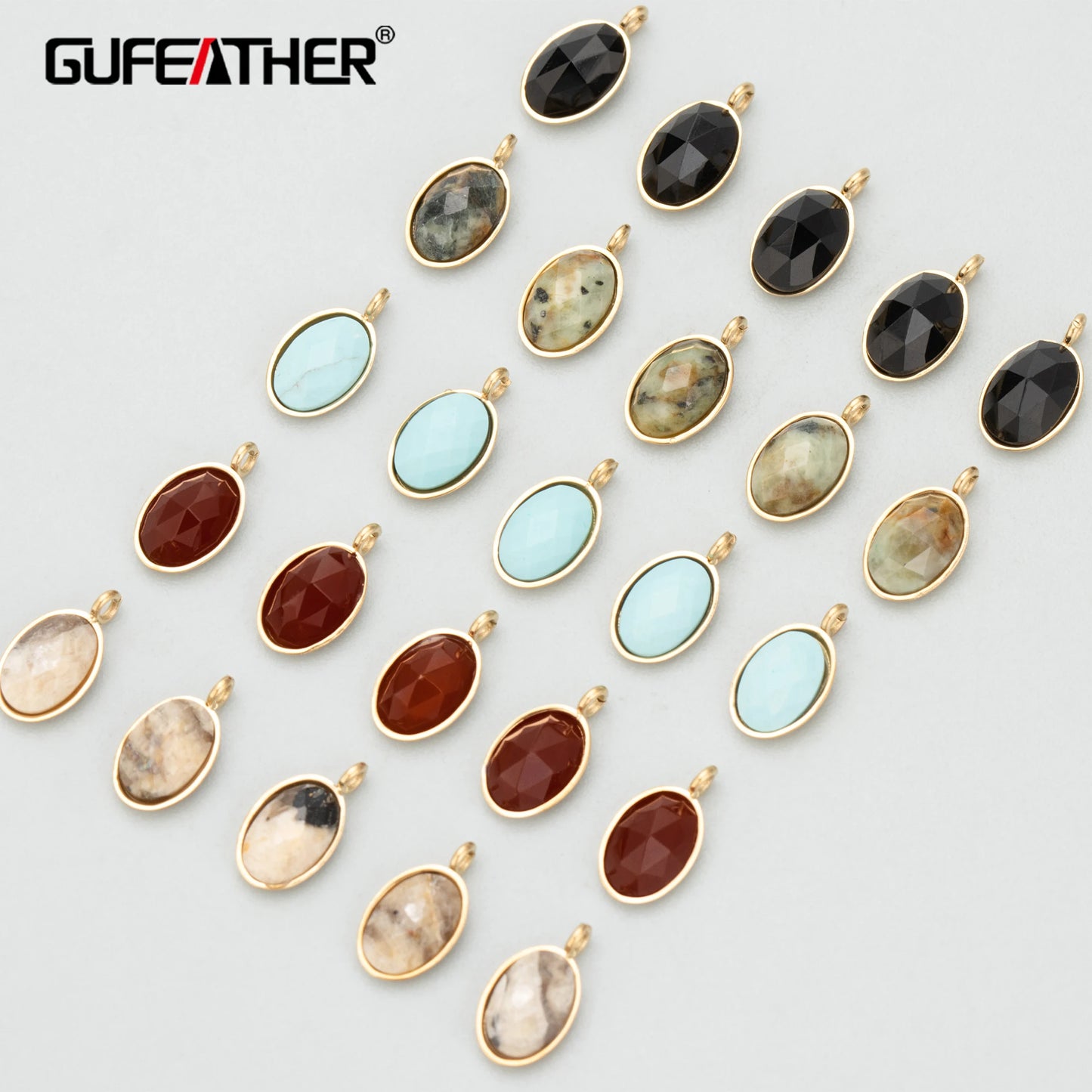 GUFEATHER MC41, accesorios de joyería, acero inoxidable 316L, sin níquel, piedra natural, dijes, fabricación de joyas, colgantes diy, 4 unids/lote 