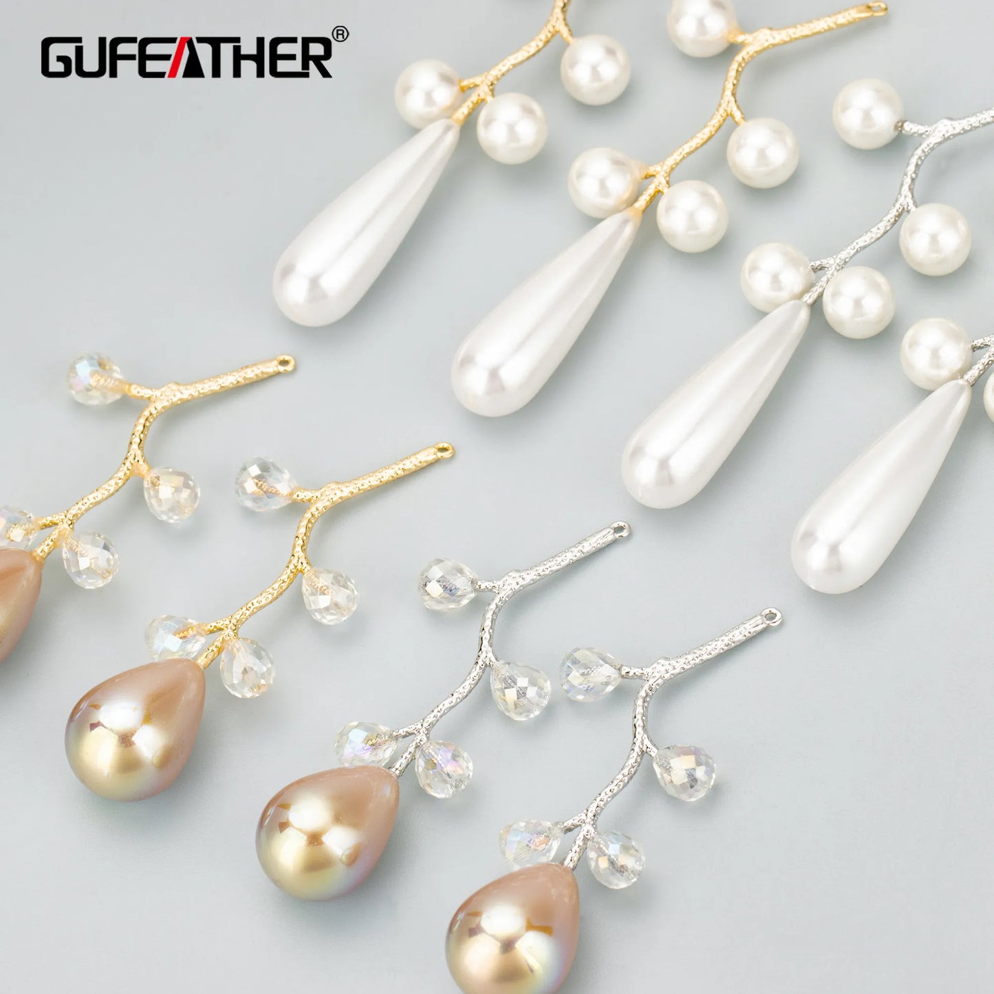 GUFEATHER MD64,jewelry accessories,18k gold plated,copper,plastic pearl,hand made,charms,jewelry making,diy pendants,4pcs/lot