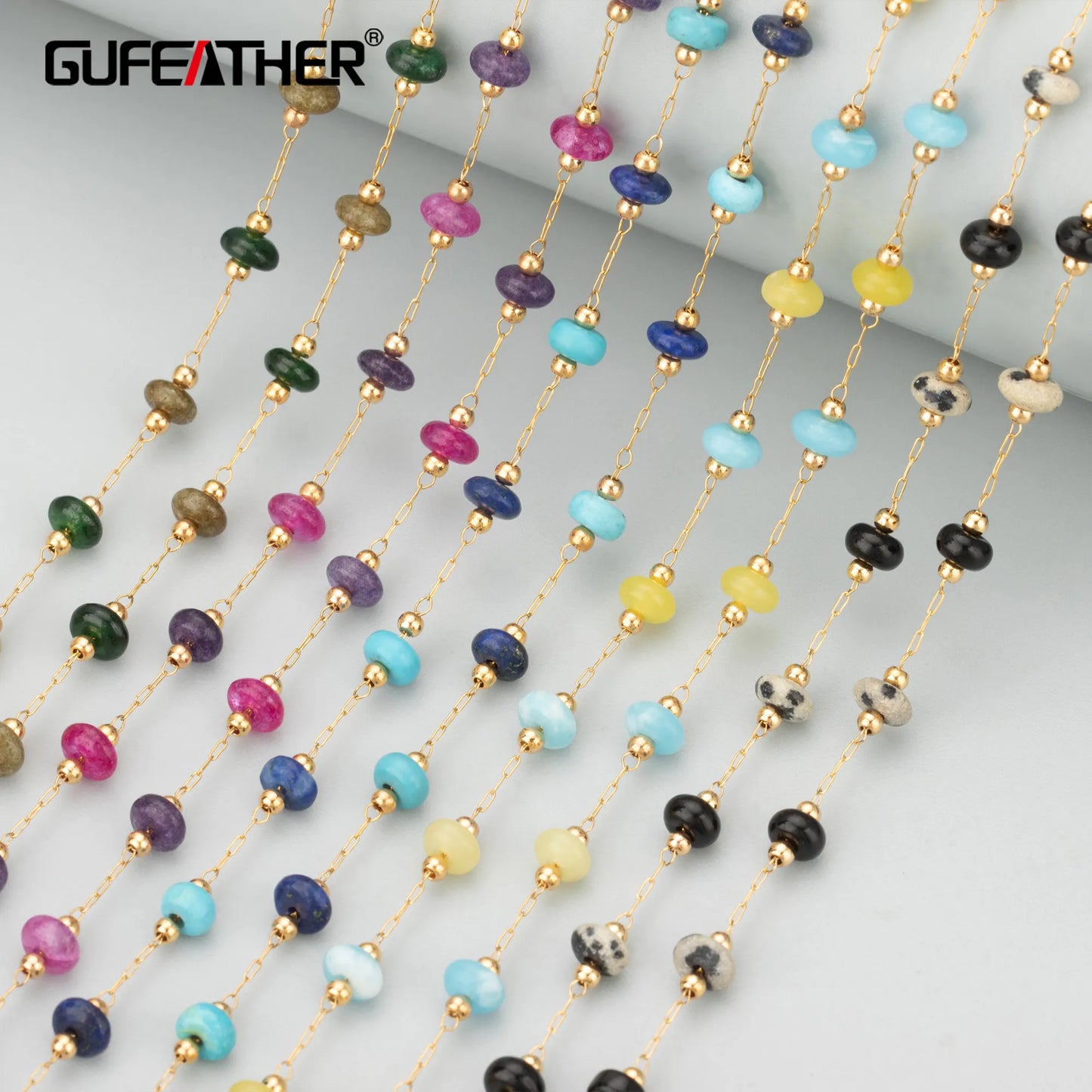 GUFEATHER C348, chaîne, pierre naturelle, acier inoxydable, sans nickel, fait à la main, fabrication de bijoux, breloques, collier bracelet à bricoler soi-même, 1 m/lot 