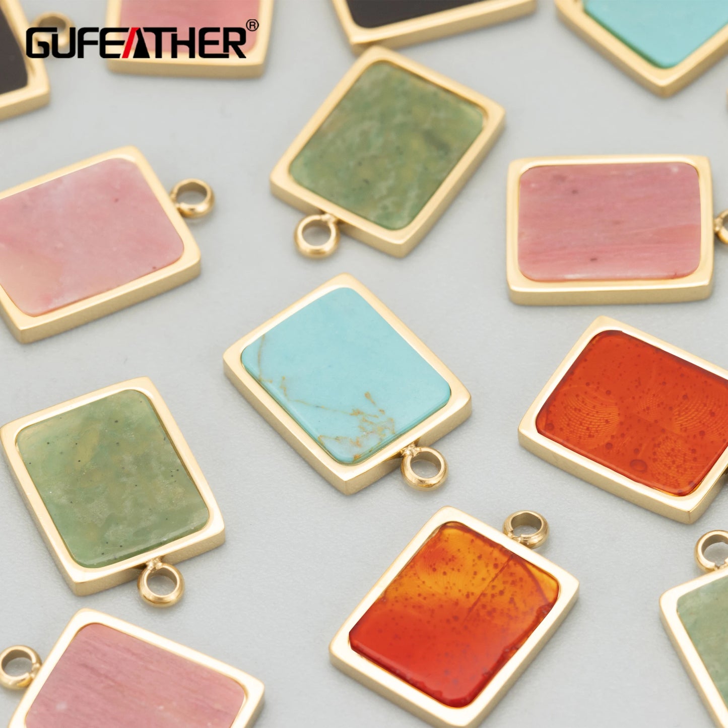 GUFEATHER MC56, accessoires de bijoux, acier inoxydable 316L, sans nickel, pierre naturelle, breloques, fabrication de bijoux, pendentifs diy, 2 pièces/lot 