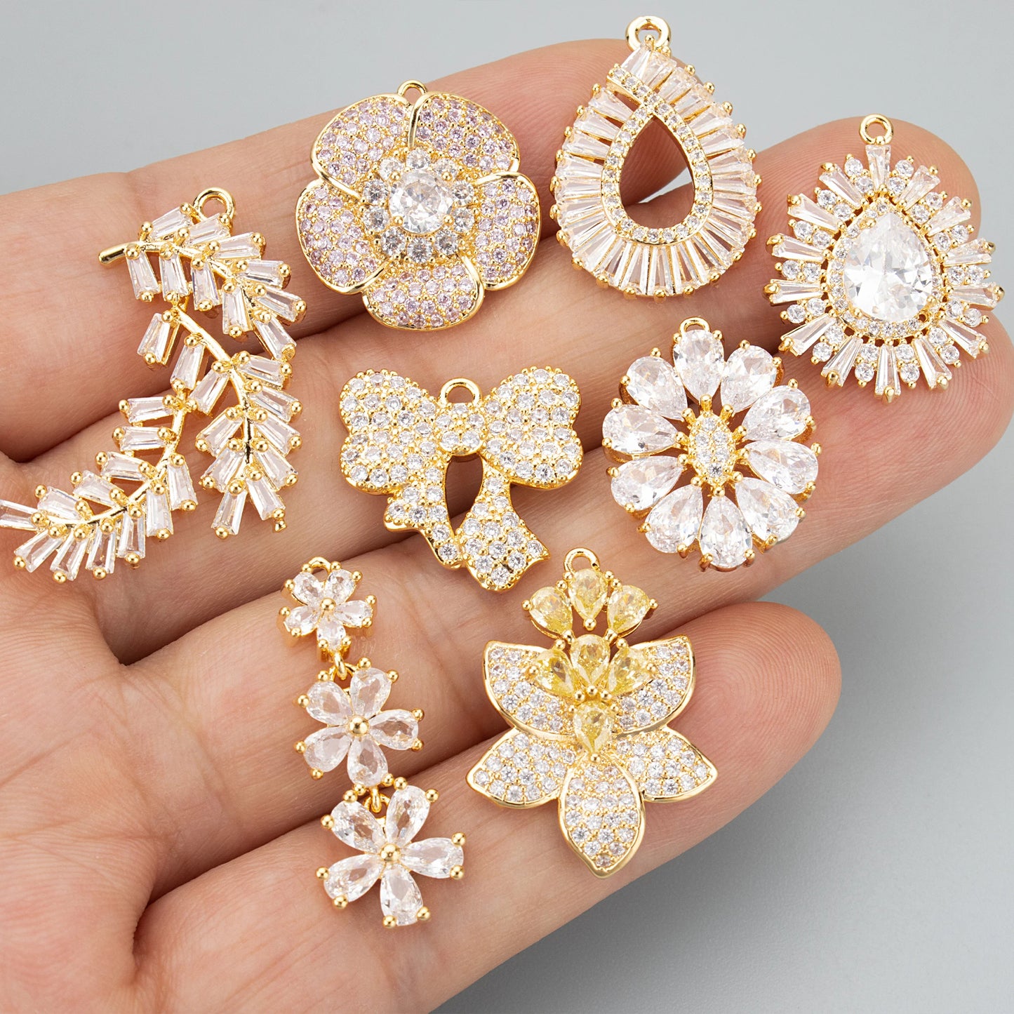 GUFEATHER ME18,jewelry accessories,18k gold rhodium plated,copper,zircons,hand made,charms,jewelry making,diy pendants,4pcs/lot