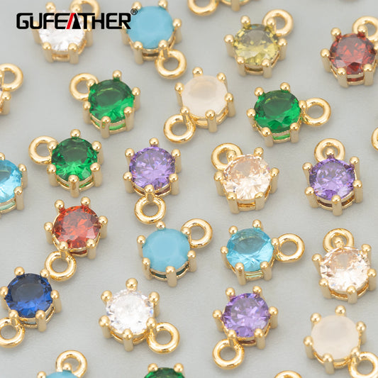 GUFEATHER MC99, accesorios de joyería, chapado en oro de 18 k, sin níquel, cobre, circonitas, fabricación de joyas, dijes, colgantes diy, 10 unids/lote 