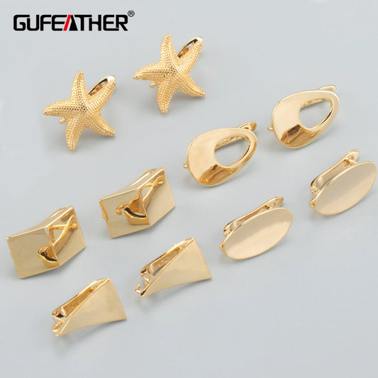 GUFEATHER M804, accessoires de bijoux, pass REACH, sans nickel, plaqué or 18 carats, breloques, fabrication de bijoux, clip d'oreille, boucles d'oreilles bricolage, 10 pièces/lot 