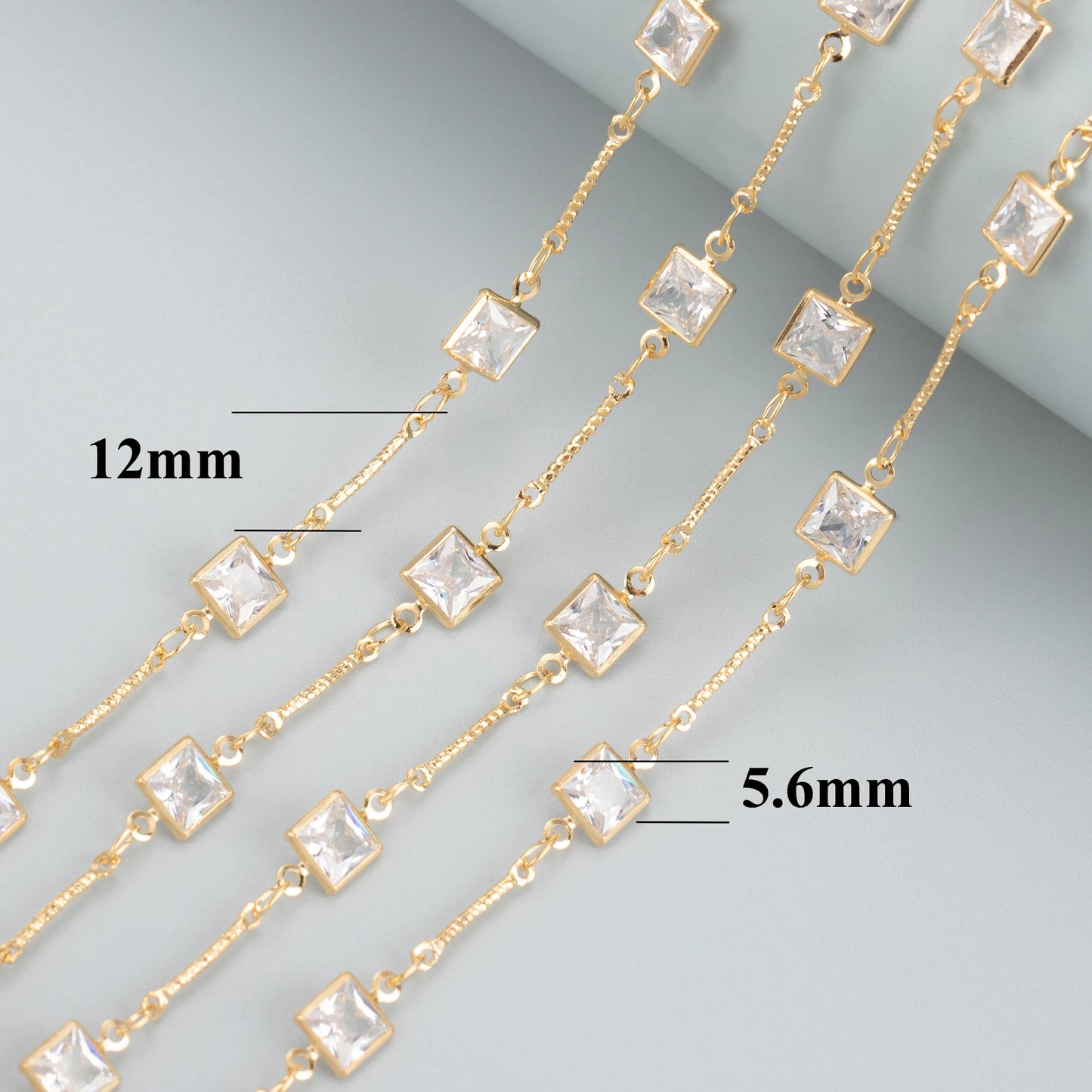 GUFEATHER C290, cadena diy, pass REACH, sin níquel, chapado en oro de 18k, metal de cobre, circonitas, fabricación de joyas, collar de pulsera diy, 1 m/lote 