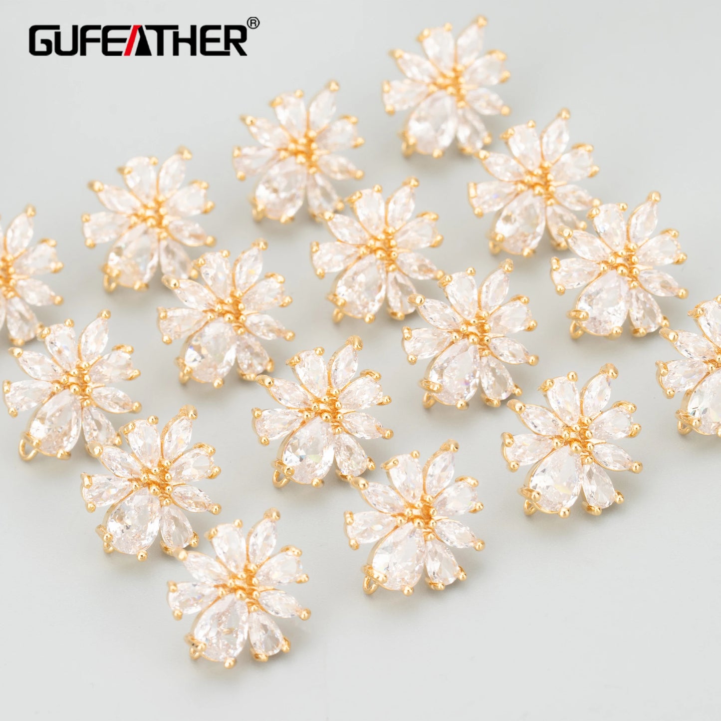 GUFEATHER MC14, accesorios de joyería, sin níquel, chapado en oro de 18 k, cobre, circonitas, accesorios para hacer joyas, pendientes diy, 6 unids/lote 