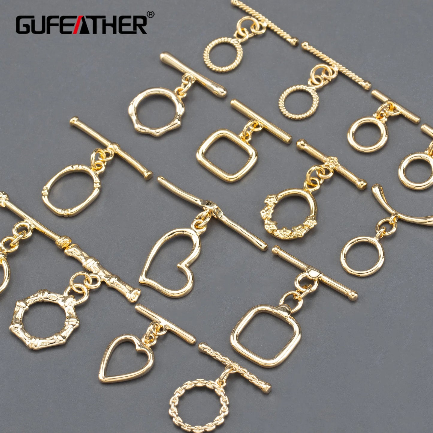 GUFEATHER M865, accesorios de joyería, sin níquel, chapado en oro de 18 k, gancho conector, cierre ot, cobre, accesorios para hacer joyas, 10 unids/lote 