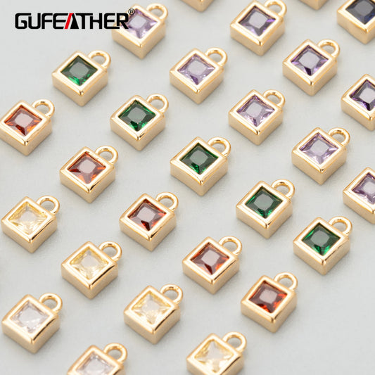 GUFEATHER MC45,jewelry accessories,18k gold plated,nickel free,copper,zircons,charms,jewelry making,diy pendants,10pcs/lot